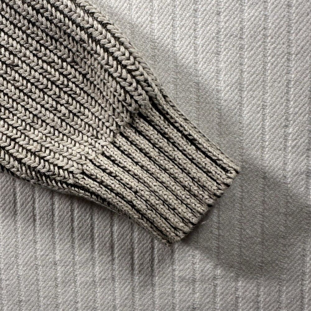 Bass Men’s Large Quarter Zip Pullover Sweater Beige Rib Knit - Picture 8 of 16